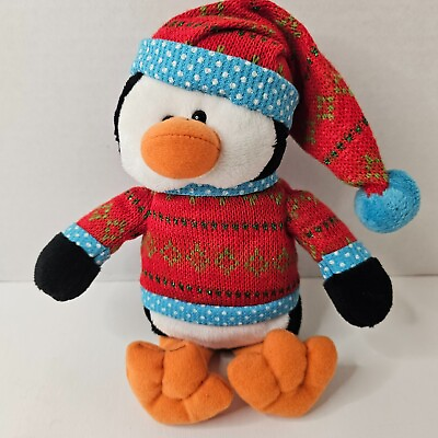 #ad Holiday Penguin Red Sweater Hat Plush Stuffed Animal Toy $12.99