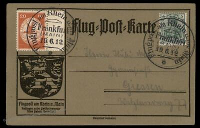 #ad Germany 1912 Zeppelin Schwaben Si11.2.19 Frankfurt Airmail Cover Flugpost 89360 $162.56