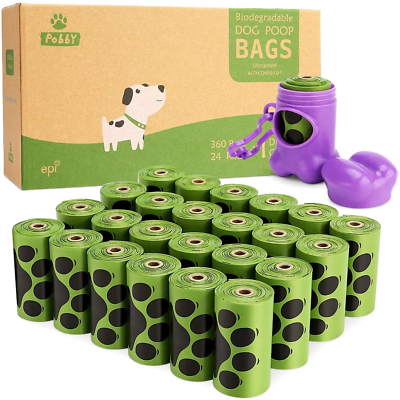 PobbY Biodegradable Poop Bags for Dogs Dog Poop Bags Biodegradable Unscented 24 $17.03
