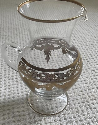 #ad Arte Italica VETRO GOLD Clear Glass 10” Tall Drink Pitcher Great Shape $125.99