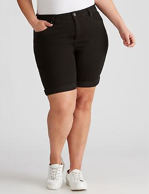 #ad Plus Size Womens Black Shorts Summer Clothing Cotton Mid Thigh AUTOGRAPH $15.58