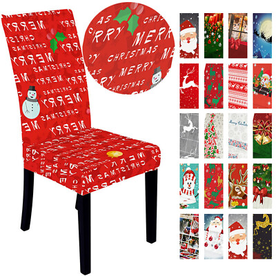 #ad Christmas Stretchy Chair Seat Covers Banquet Party Slipcover Home Dining Decor AU $16.09