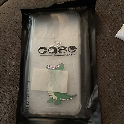 #ad iPhone 12 12 Pro Cute Green Dinosaur Clear Case with Screen Protector $8.09