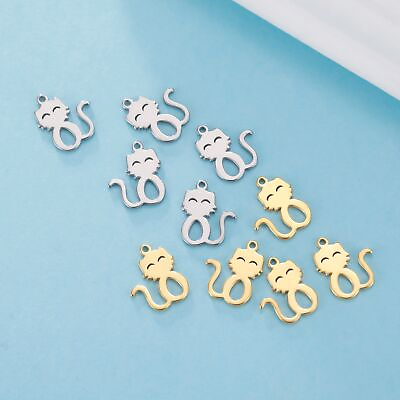 #ad #ad 5pcs Tiny Charms Lovely Cat Stainless Steel Charms for Jewelry Making Necklace $5.66
