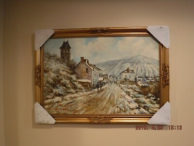#ad The Road to Vetheuil in Winter oil painting reproduction Monet framed No.1 $258.00