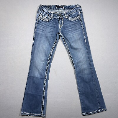 #ad VIGOSS Jeans Women 27 3 Boot Cut Low Rise Thick Stitch Denim Mid Wash Blue $24.99