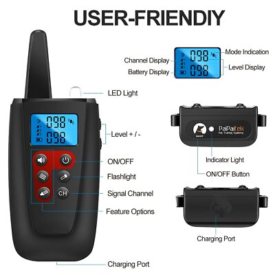 #ad 3280 FT Dog Shock Training Collar Remote Rechargeable Waterproof LCD $24.99