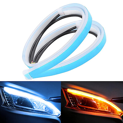 #ad 2X 60cm Sequential LED Strip Indicator Turn Signal DRL Running Lights Daytime US $9.99
