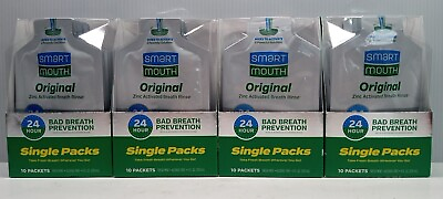 #ad 4 Packs SmartMouth Mouthwash Packets Mint Breath Rinse 10 Count Each $39.95