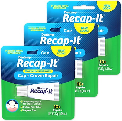 #ad Dentemp Recap It Cap and Crown Repair Dental Kit Pack of 3 $22.99
