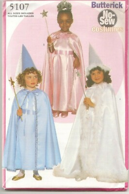 #ad VTG Butterick No Sew Children#x27;s Costume Pattern 5107 Princess Sizes 2 6X Uncut $4.99