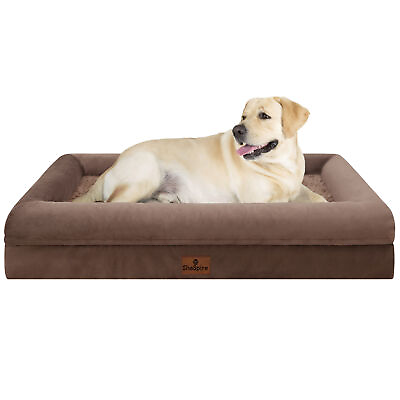 #ad Brown Orthopedic XX Large Dog Bed Pet Sofa w Removable Cover Memory Foam Bolster $49.99