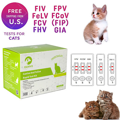 #ad Feline FIV FeLV FHV 1 FPV FCV GIA Rapid Home Test Kit for Cats Veterinary $26.99