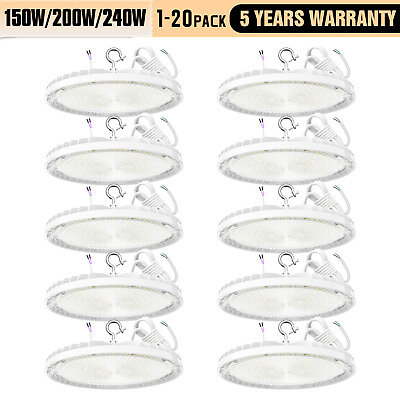 #ad 1 20Pack LED UFO High Bay Light 150W 200W 240W Dimmable Warehouse Led Shop Light $112.22