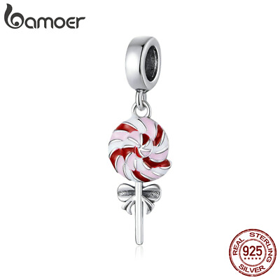 #ad BAMOER Solid 925 Sterling silver DIY Lollipop Charm Pave CZ Fit bracelet Jewelry $9.99