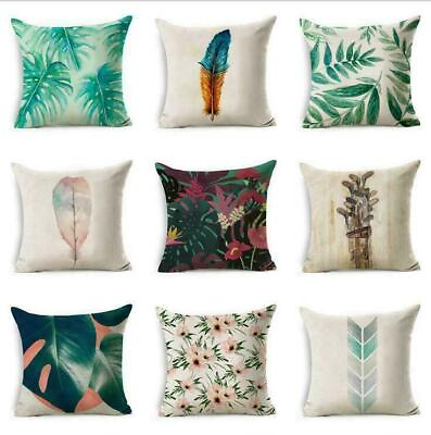 #ad Linen Case Pillow Throw patterns Cotton Sofa Cover 18quot; Cushion Plant Home Decor $6.98