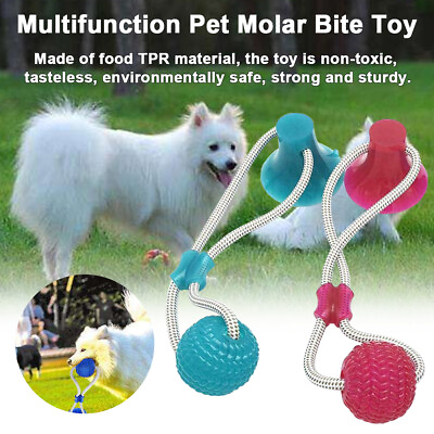 #ad Suction Ball Pup Tug Toy Multifunction Pet Molar Bite Teeth Cleaning Chewing Toy $17.39