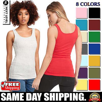 #ad Next Level Apparel Ladies Top Spandex Casual Plain Gym Workout Jersey Tank 3533 $6.49