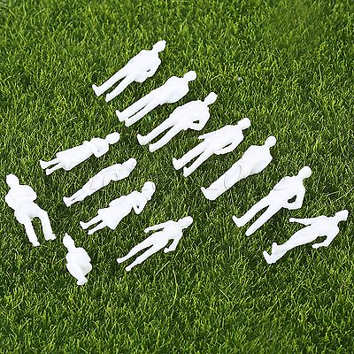 #ad 100pcs Unpainted Model Miniatures Pose Assorted Figures Train Scenery Scale 1:50 $8.61