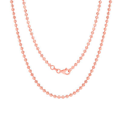 #ad 10K Rose Gold 2.5mm Moon Cut Diamond Ball Bead Chain Necklace Mens Women 16quot; 30quot; $355.98