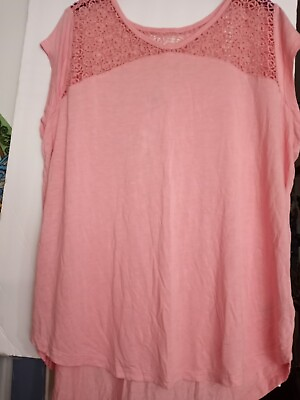 #ad WOMENS OLD NAVY PEACHY PINK SLEEVE LESS CROCTHED TOP Sz XL $7.61