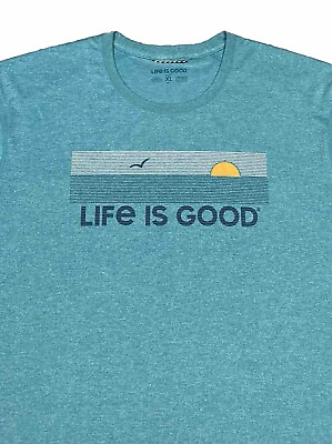 #ad NEW Life Is Good Ocean Green Sunrise Retro Active Active Tee T Shirt Mens XL $18.00