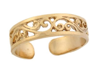#ad 10k or 14k Yellow Real Gold Etched Vine Stylish Womens Toe Ring $219.99