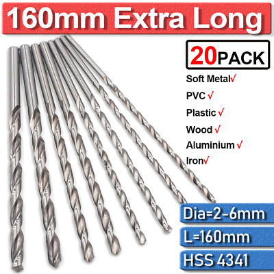 #ad Extra Long High Speed Steel HSS Twist Drill Bits Bit Metal Drilling 2 3 4 5 6mm $26.49