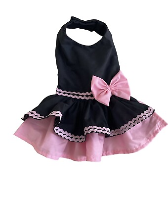 #ad Handmade Black And Pink Dog Dress Small Dog Clothes $18.99