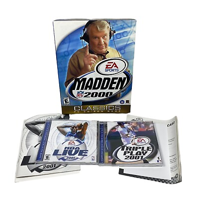 #ad PC Game Lot Madden Football 2000 Triple Play Baseball amp; NBA Live Basketball 2001 $9.99