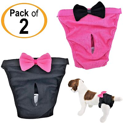 #ad PACK of 2 Dog Diapers Female Cat for SMALL and LARGE Pets 100% Cotton Pink Black $12.99