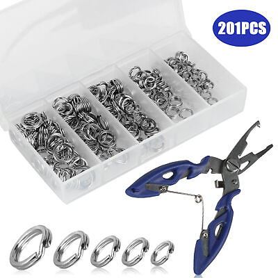 #ad 200pcs Stainless Steel Fishing Lures Split Rings 5 Size For Fish Snap Connector $6.99