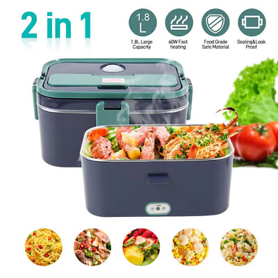 #ad 1.8L Electric Lunch Box Portable for Car Office Food Warmer Container w Bag 80W $24.98