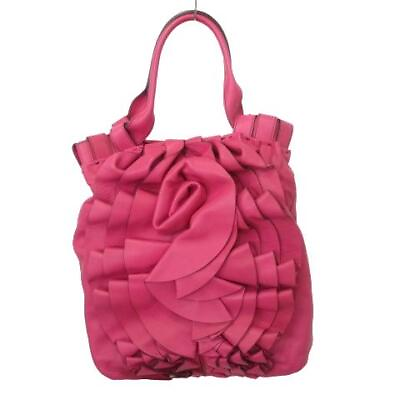 #ad VALENTINO garavani authentic tote bag leather pink ruffles with storage used $295.09