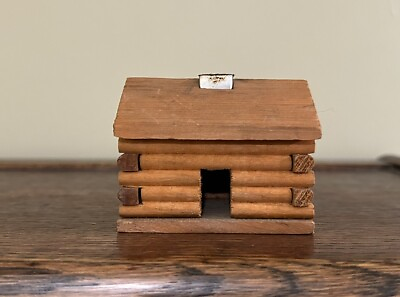 #ad Vintage Christmas Log Cabin Incense Burner Rustic Primitive $15.00