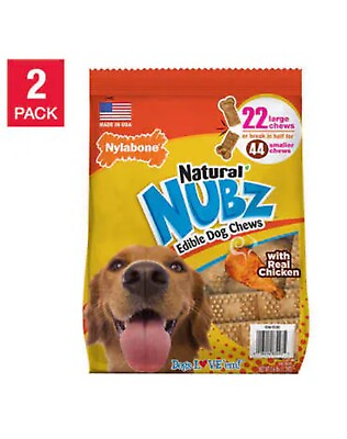 #ad 2 Pack Nylabone Natural Nubz Edible Dog Chews with Real Chicken 2.6 lb each Bag $39.99