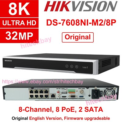 #ad Hikvision Ultra 8K 8CH 8PoE 2SATA NVR 32MP IP Video Recorder DS 7608NI M2 8P $338.21