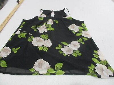#ad Womens black floral tank top $11.25