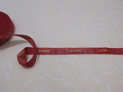 #ad Festive Holiday Red Gold Chanel Packaging Ribbon 36quot; $10.00