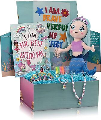 #ad Kids Toys Large Mermaid Surprise Box w Mermaid Plush Coloring Book and Marker $18.99