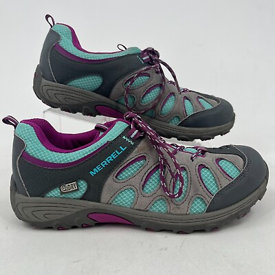 #ad Merrell WOMENS Chameleon Hiking Gray Teal Purple Leather Lace Up Shoes SIZE 5M $27.97