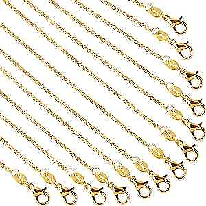 #ad 50 Pack Plated Necklace Chains Cable Chain Necklace Bulk for 18 Inch Gold $22.73