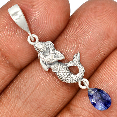 #ad Mermaid Treated Sapphire 925 Sterling Silver Pendant Jewelry CP29411 $14.99