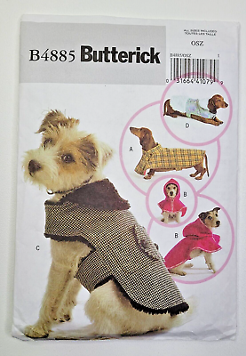 #ad Butterick Pattern 4885 Dog Coat Cape Hoodie 4 Styles 11#x27; to 26quot; Length UNCUT $7.99