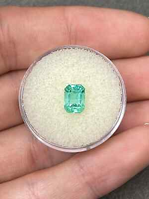 #ad 1.53 Carat Sea Foam Light Green Natural Loose Colombian Emerald Emerald Cut $1300.00