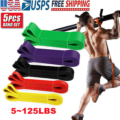 #ad Heavy Duty Resistance Bands Set 5 Loop for Gym Exercise Pull up Fitness Workout $6.99