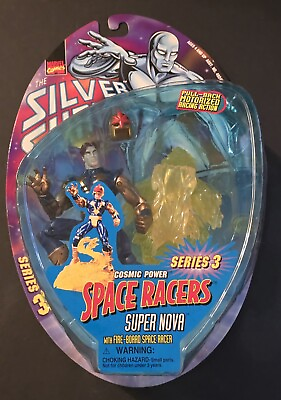 #ad Silver Surfer Cosmic Power Space Racers SUPER NOVA Action Fig By Toybiz 1998 NEW $32.90
