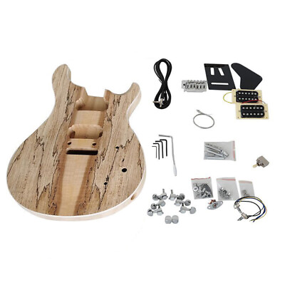 #ad Build your Electric Guitar Spalted Maple Veneer Solid Wood Full DIY Guitar kit $159.00