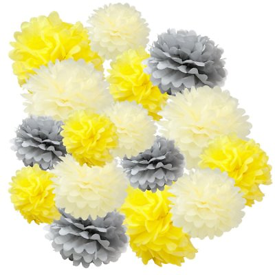#ad Paper Tissue Pom Poms 10quot; 12quot; 16quot; Party Decoration Honey Yellow Multi Color 24pk $17.99