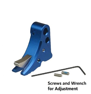 Adjustable Aluminum Blue Trigger Shoe W Silver Safety For Glock Pistols 17 19 43 $39.99